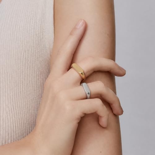 PCY Stainless Steel Gold Plated Men Women Band Ring - color: 6mm Gold CYJ