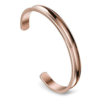 Zuo Bao Stainless Steel Bracelet Grooved Cuff Bangle for Women - color: Rose Gold