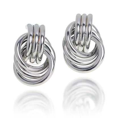 Jean Beau Chunky Gold Stud Earrings for Women Trendy Gold Plated Dangle Drop Prom Birthday Fashion Office Jewelry Gift - color: Silver
