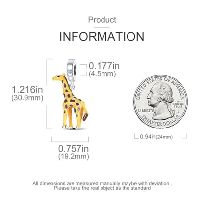 925 Silver Charm for Bracelets Animal Pet Insect Series Women Jewelry Gift - color: Yellow giraffe