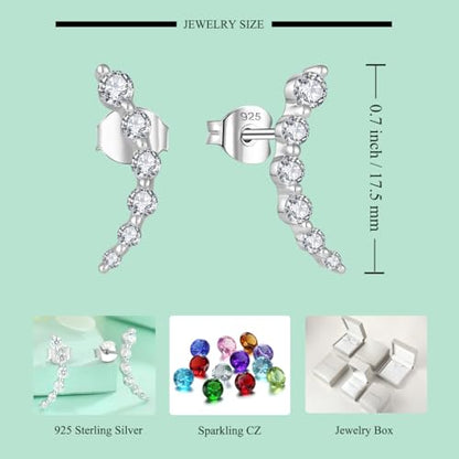 Starchenie 925 Sterling Silver Climber Earring Ear Crawler Stud Earrings for Women - color: Silver