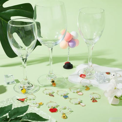 SUNNYCLUE 14 Sets Wine Glass Charms - Thanksgiving, Christmas Party Favor - style: 14 Sets Golden Tone Fruit Drink Identifiers & Upgraded Gift Box