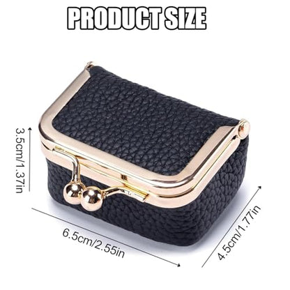 Genuine Leather Mini Jewelry Box & Coin Purse for Women, Travel Jewelry Case with Kiss Lock, Holds Earrings, Rings, Necklace, Bracelet, Coins (Caramel) - color: Caramel