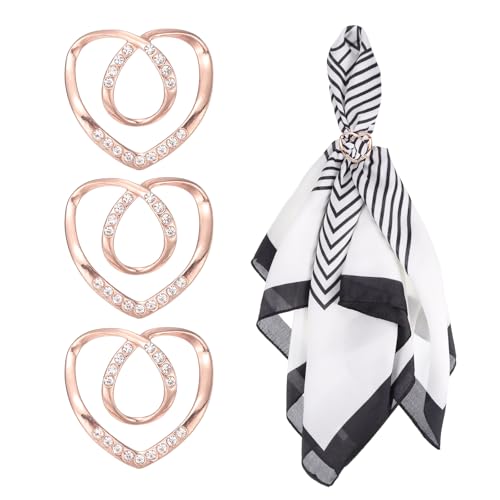 PATIKIL Silk Scarf Ring Clip, Heart T-shirt Tie Clips Scarves Pin Shawl Slide Buckles Fashion Metal Clothing Ring Wrap Holder for Women Jewelry Accessories Gift - color: Rose Gold
