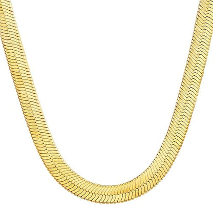 NECOCY 14K Gold Plated Necklaces for Women, Dainty Gold Herringbone Choker Necklace Thin Layered Snake Chain Jewelry for Gifts - color: 5MM 18"-GD Herringbone Necklace