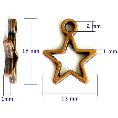 Heather's cf Star Charms for Jewelry Making Silver Tibetan Star Moon Snowflake Pendants Non Tarnish Metal Earring Charm for Bracelets Necklaces Earrings DIY Jewelry Making Supplies - color: Copper Star - 150Pcs