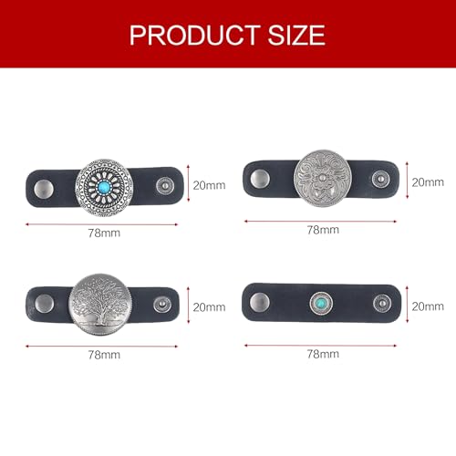 4Pcs Scarf Ring Western Bandana Slide For Women Men Genuine Leather Wild Rag Clip Neckerchief Holder Cowboy Accessories Clothing Cinch Buckle - color: Silver A