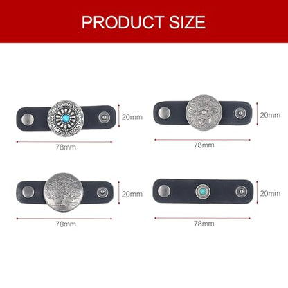 4Pcs Scarf Ring Western Bandana Slide For Women Men Genuine Leather Wild Rag Clip Neckerchief Holder Cowboy Accessories Clothing Cinch Buckle - color: Silver A