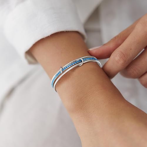 Stackable Bangle Bracelets for Women 18K Gold Plated Stainless Steel Non Tarnish Bangles 8 inch Bracelet Stack Trendy Women's Jewelry Gift - color: Silver, size: 8 inch