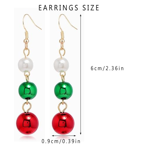 14K Gold Plated Heart Earrings for Women, Heart/Flower/Bow/Pearl Earrings Drop Stud Huggie Hoop Earring Hypoallergenic Earrings Christmas Earrings Festival Party Jewelry Gifts for Women - color: Pearl Red Green