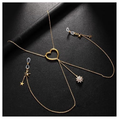 Sexy Star Pendant Non Piercing Nipple Chain Necklace for Women Rhinestone Star Tassel Chest Chain Body Jewelry Festival Rave Heart Nipple Accessories Jewelry - color: Gold
