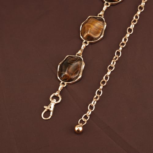 ILuvatar Green Glass Diamond Chain Belt - Metal Women's Western Style Dress Belt - color: Gold-e32