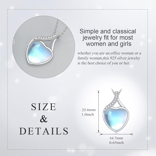 YAFEINI 925 Sterling Silver Moonstone Necklace Filigree Teardrop Pendant Necklace Jewelry for Women Girls - color: WW-Moonstone Cubic Zirconia Necklace