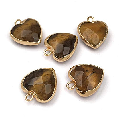 QSLLER 8 PCS Heart Shaped Natural Stone Pendants Healing Chakra Reiki Love Stone Charm Bulk for Jewelry Making - color: Mixed Colors