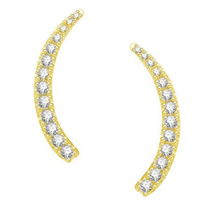 Ritastephens Sterling Silver Cubic Zirconia Ear Climber Crawler Earrings 25mm (Yellow or White) - color: Gold overlay (Yellow)