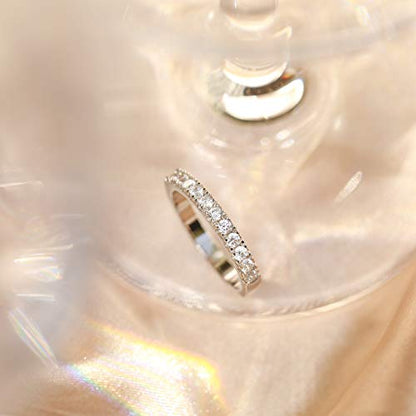 EAMTI CZ Wedding Band for Women 925 Sterling Silver Half Eternity Stackable Ring Size 3-13 - color: Sterling Silver-3mm