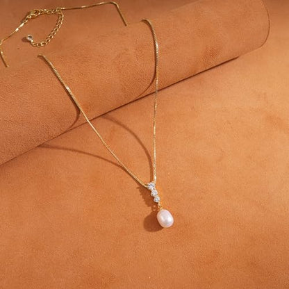 Pearl Necklaces for Women Trendy,14k Gold Plated Pearl Pendant Necklace Dainty Wedding Necklace Small Cute Gold Choker Necklace for Women Non Tarnish Gold Prom Jewelry Fashion Bridesmaids Gifts - color: Dangle necklace