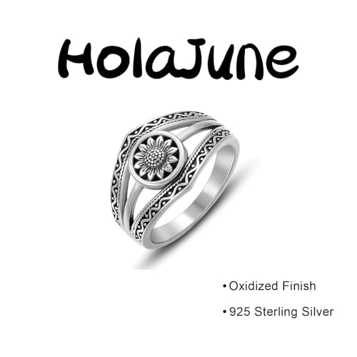 Boho Turquoise Ring for Women Sterling Silver Western Style Statement Ring Bohemian Jewelry Gifts - style: Sunflower