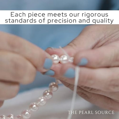 THE PEARL SOURCE 8-9mm Genuine White Freshwater Cultured Pearl Linda Earrings for Women