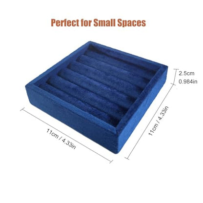 SCIKHETF Velvet Ring Earrings Studs organizer Tray Small Ring Insert Display Tray 5 Slots Stackable (Dark Blue) - color: Dark Blue