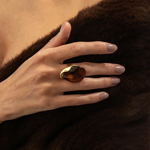Irregular Amber Resin Vintage Statement Open Ring for Women Knuckle Retro Chunky Geometric Acrylic Transparent Finger Rings Adjustable Aesthetic Y2k Thick Stackable Prom Costume Jewelry Gifts