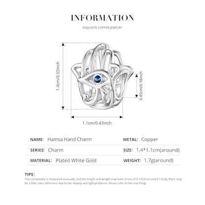 Animal Charms for Bracelets 925 Sterling Silver Bead Charms Bee Butterfly Fox Charm Fits Bracelets and Necklaces Cute Charms for Women - color: Hamsa Hand