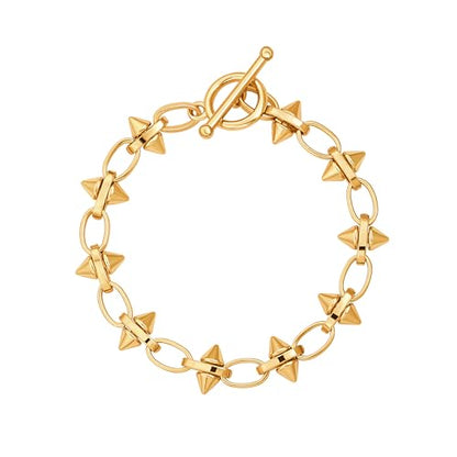 SOFYBJA 18k Gold Plated Personalized Chunky Cuban Oval Link Chain Bracelets for Men Toggle Rope Bracelet Jewelry for Women - style: Spike Chain Link Bracelet