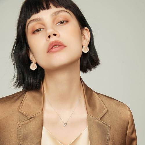 Handmade Bohemian Aesthetic Dainty Acrylic Flower Petal Leverback Earrings Sparkly 14K Gold Floral Dangle Drop Earrings for Women - color: Orange