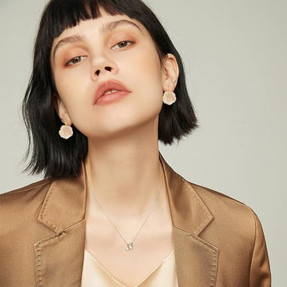 Handmade Bohemian Aesthetic Dainty Acrylic Flower Petal Leverback Earrings Sparkly 14K Gold Floral Dangle Drop Earrings for Women - color: Orange