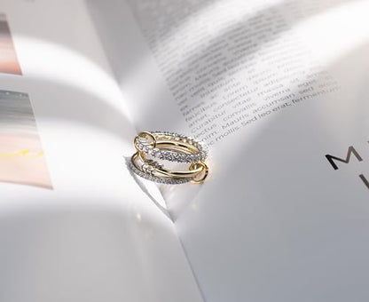 Elegant Stackable Rings for Women 18k Gold Plated Non-Tarnish, Dainty Cubic Zirconia CZ Knuckle Rings Set, Minimalist Jewelry Gift for Wedding Anniversary Everyday Wear