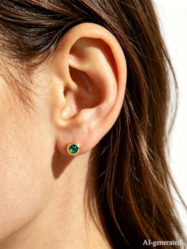 0.6-4 Carat 5A Cubic Zirconia/Simulated Emerald Sparkle Stud Earrings for Women, Hypoallergenic 925 Sterling Silver Posts, Anniversary Birthday Valentines Mothers Day Jewelry Gift - color: Simulated Emerald - Yellow Gold, size: 2.00 Carat (1.00ct * 2)