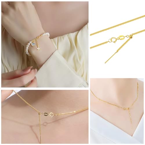 18K Gold Necklace Clasps for Jewelry Making - 5mm Spring Ring Clasps | Jewelry Clasps and Closures, 4mm Sterling Silver Jump Rings, Bracelet for DIY Jewelry Making Supplies - color: Gold