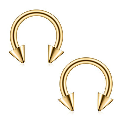 12PCS 14G Surgical Steel Nose Septum Horseshoe Hoop Earring Eyebrow Tragus Lip Piercing Ring - style: 8mm w Spikes