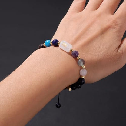 Zodiac Bracelets for Women 12 Constellations Healing Crystal Stone Beads Bracelet Birthday Zodiac Gifts Horoscope Spiritual Bracelet - color: Aquarius-2