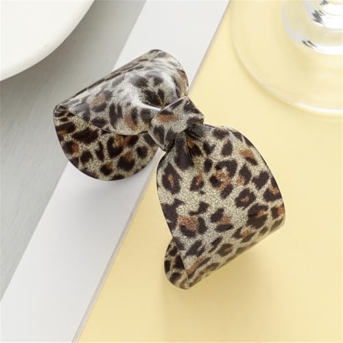 Chunky Acrylic Bow Open Cuff Bracelet for Women Colorful Resin Geometric Bowknot Bangle Bracelet Jewelry - color: Leopard 1