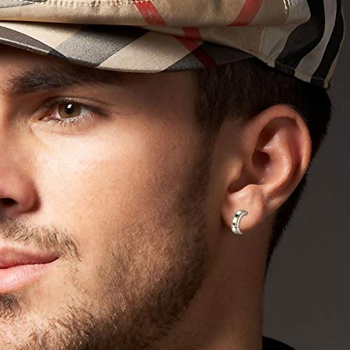 Aroncent Stainless Steel Hoop Earrings: 3-8 Pairs Men Small Hoop Huggie Hinged Earrings Set for Men Women 4mm Valentine Day Gifts - color: B-3PCS-Gold series