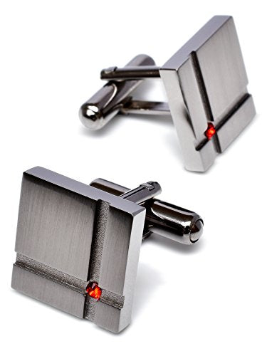 [TAVARAT] Cufflinks for Men Black Silver Red Blue Crystal glass Tps-040 - style: black silver red
