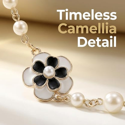 Long Layered Faux Pearl Necklace for Women Floral Sweater Chain | Chic multi-strand accessories decorated with a classic digit 5.