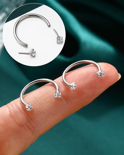 2PCS 16G Horseshoe Septum Rings Surgical Steel Helix Tragus Hoop Earring, Threadless Helix Cartilage Conch Piercing Jewelry For Women Men, 8mm 10mm 12mm Push Pin Lip Labret Rings - size: 12mm-2pcs