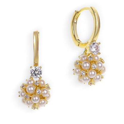 Sonateomber Christmas Tree Dangle Small Gold Hoop Earrings for Women, Cute Sparkly CZ Rhinestone Maple Clover Leaf Drop Earings Thanksgiving Holiday Accessories Fashion Jewelry Gift - color: Pearl White