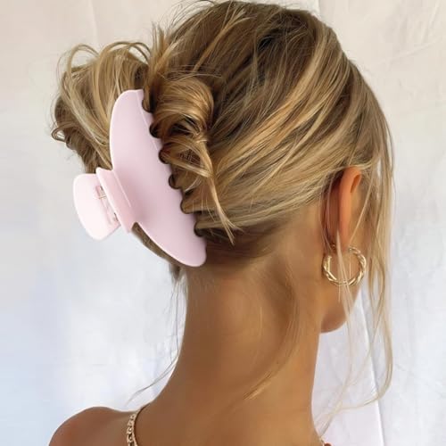 MAORULU Cute Claw Clip for Women – 4.3'' Large Acetate Hair Clips for Thick Thin Curly Long Hair, Durable Hair Clamps Non-slip Jaw Clip, Strong Hold, Stylish French Design (Soft Pink) - color: Soft Pink