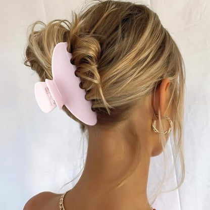 MAORULU Cute Claw Clip for Women – 4.3'' Large Acetate Hair Clips for Thick Thin Curly Long Hair, Durable Hair Clamps Non-slip Jaw Clip, Strong Hold, Stylish French Design (Soft Pink) - color: Soft Pink