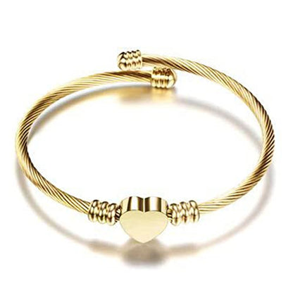MYNENEY Necklace and Bracelet for Women Stainless Steel Initial Jewelry Set - color: Gold-not customized