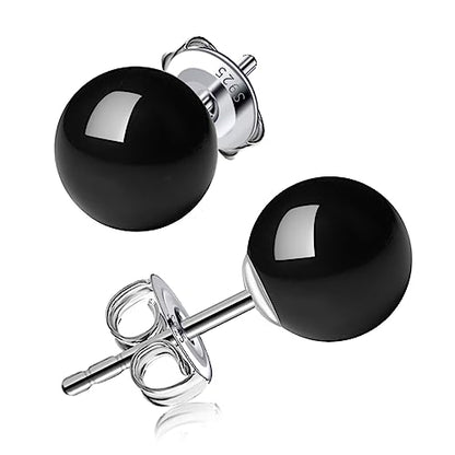 3/4/5/6/8/10/11mm Black Pearl Stud Earrings for Women - 925 Sterling Silver Hypoallergenic Earrings Jewelry Gift - size: 8 mm