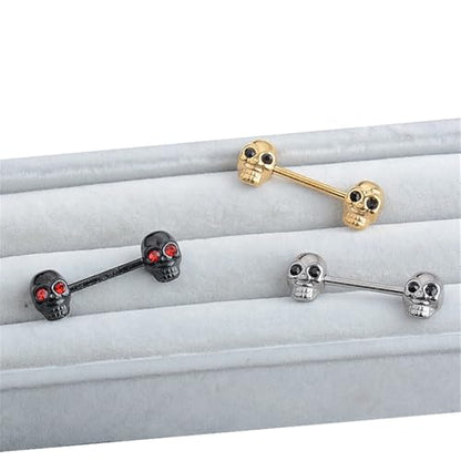 Gothic Skull Nipple Rings for Women Punk Skeleton Industrial Nipplerings Nipple Piercing Barbell Nipple Shield Studs Industrial Barbell Earrings Halloween Body Jewelry
