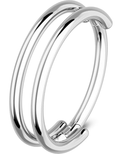 OUFER Nose Rings Hoops, 20G Double Rows Hoop Nose Ring For Women, 316L Surgical Steel Hinged Segment Cartialge Piercing, Inner Diameter 6/7/8MM Cartilage Rook Helix Lobe Tragus Earrings - color: Silver