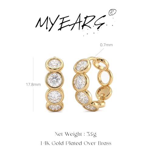 Women Gold Earrings Huggie Hoop Cubic Zirconia 14K Gold Plated Small Simple Hypoallergenic Everyday Jewelry - style: Circle