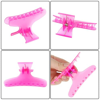 Ondder Pink Butterfly Hair Claw Clips for Styling and Sectioning - Makeup Hair Clamp Clips for Women and Girls - color: Pink Series