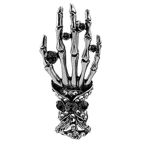 Premium Handmade Enamel Lapel Pin Brooch Badge - color: Day of the Dead Silver Hand, size: 1 Pin