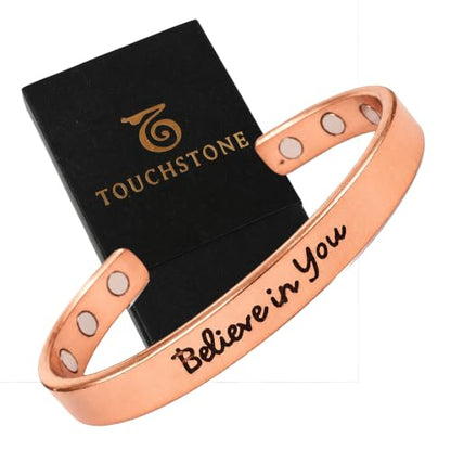 Touchstone Inspirational Copper Engraved Magnetic Bracelets for Women-Personalized Jewelry Gifts for Best Friend/Mom/Daughter/Sister - Adjustable Bracelet in a Gift Box Believe in You - style: Believe in You